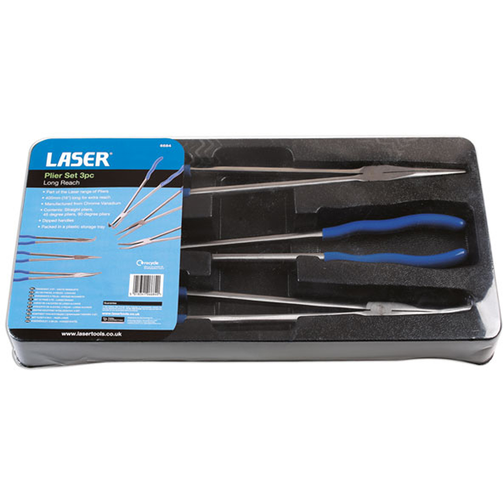 Laser 3 Piece Long Reach Plier Set with Moulded Tray Image 6