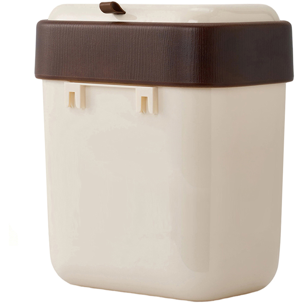 Living and Home Cream White Hanging Kitchen Bin with Lid 9L Image 3