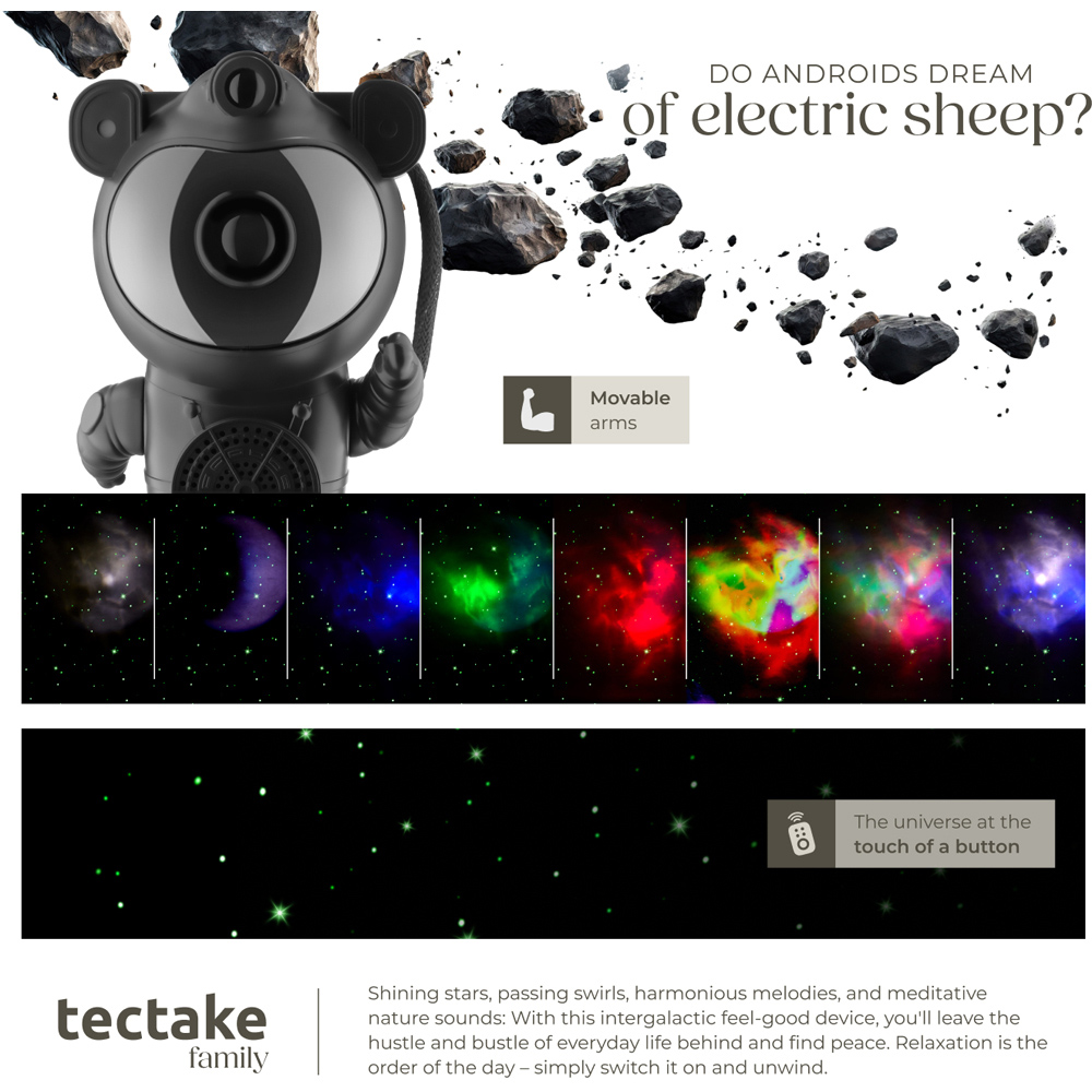 tectake Black LED Starry Sky Projector Astronaut with Bluetooth and Remote Control Image 5