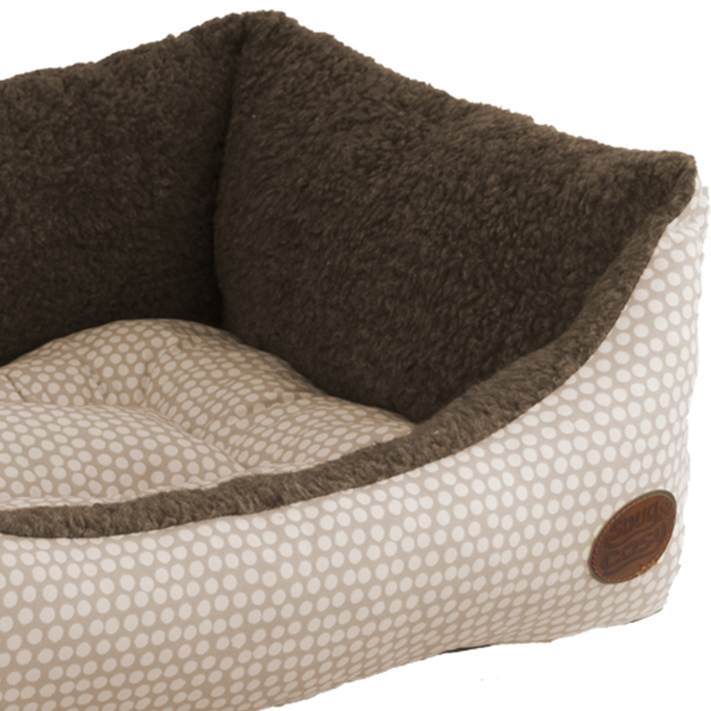 Snug & Cosy Small Rectangle Mocha Polka Dot Dog Bed Image 3