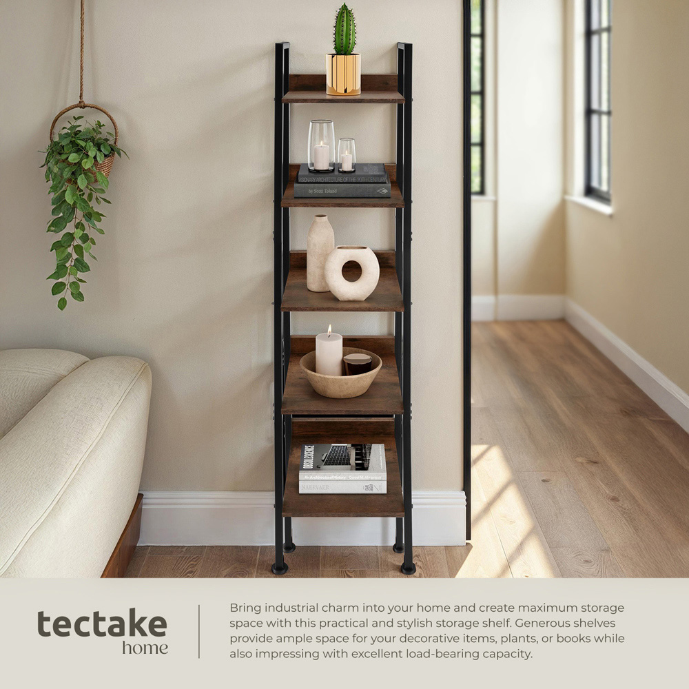 tectake 5 Shelf Dark Wood Shelving Unit 31.5 x 35.5 x 170.5cm Image 4