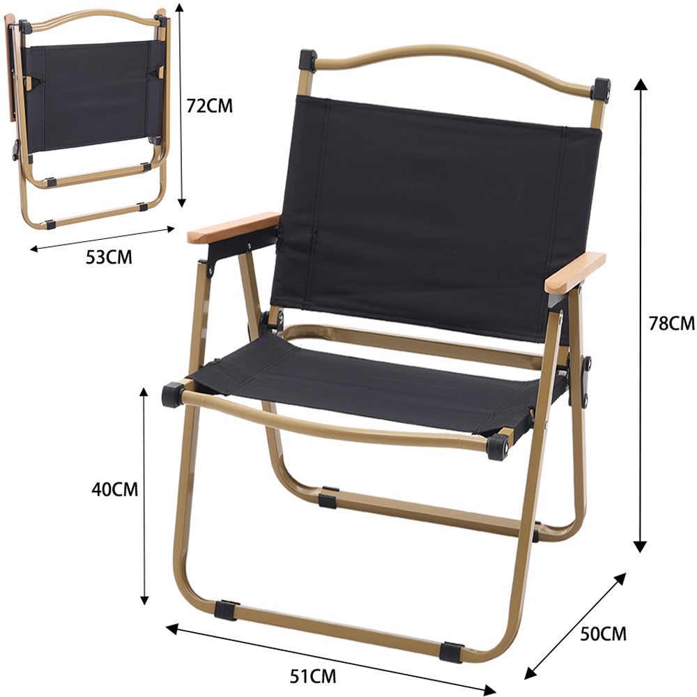 Living and Home Black Portable Folding Camping Chair with Armrest Image 7
