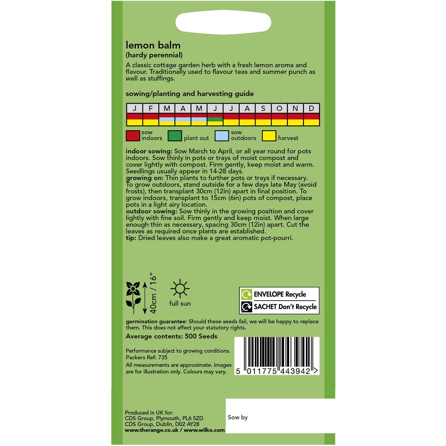 Wilko Lemon Balm Seeds Image 2