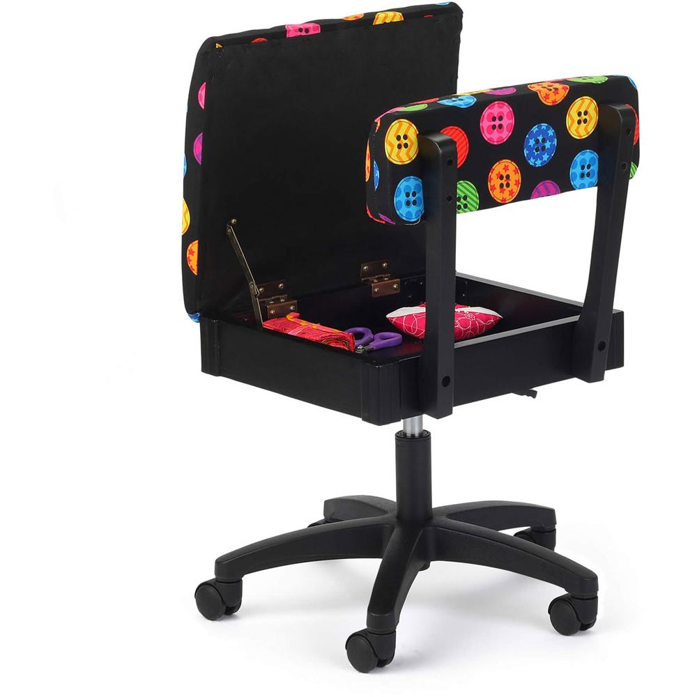 Sewing Online HT2013 Black Bright Buttons Design Hydraulic Sewing Chair with Underseat Storage Image 2