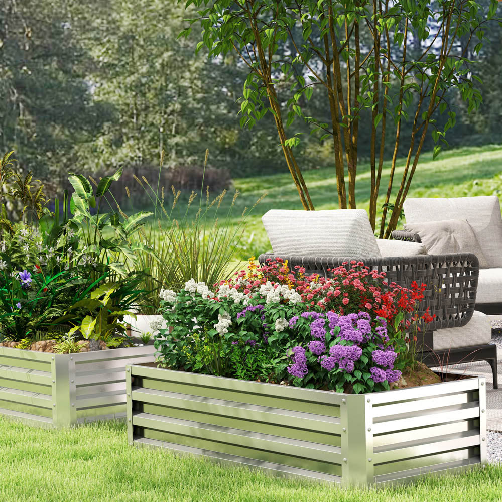 Outsunny Silver Raised Garden Bed 120 x 60 x 30.5cm Image 2