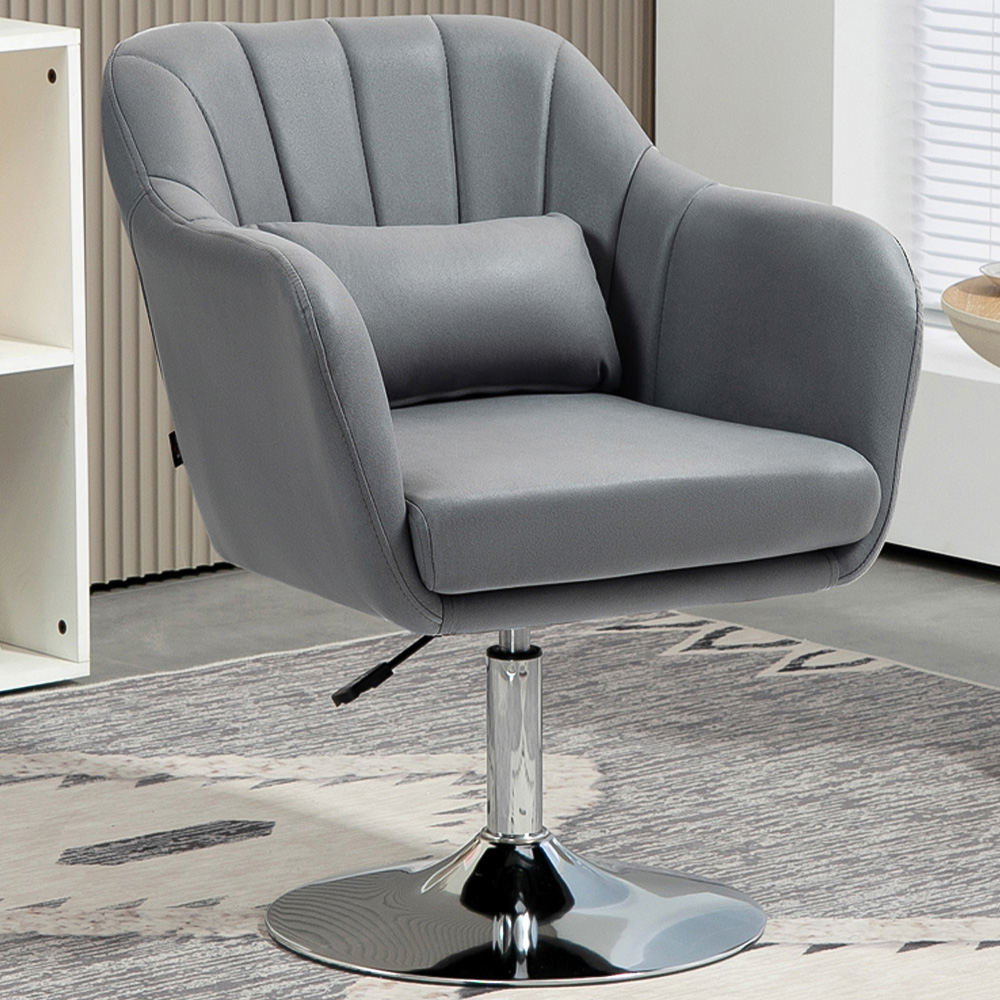HOMCOM Dark Grey Microfibre Swivel Accent Chair Image 1