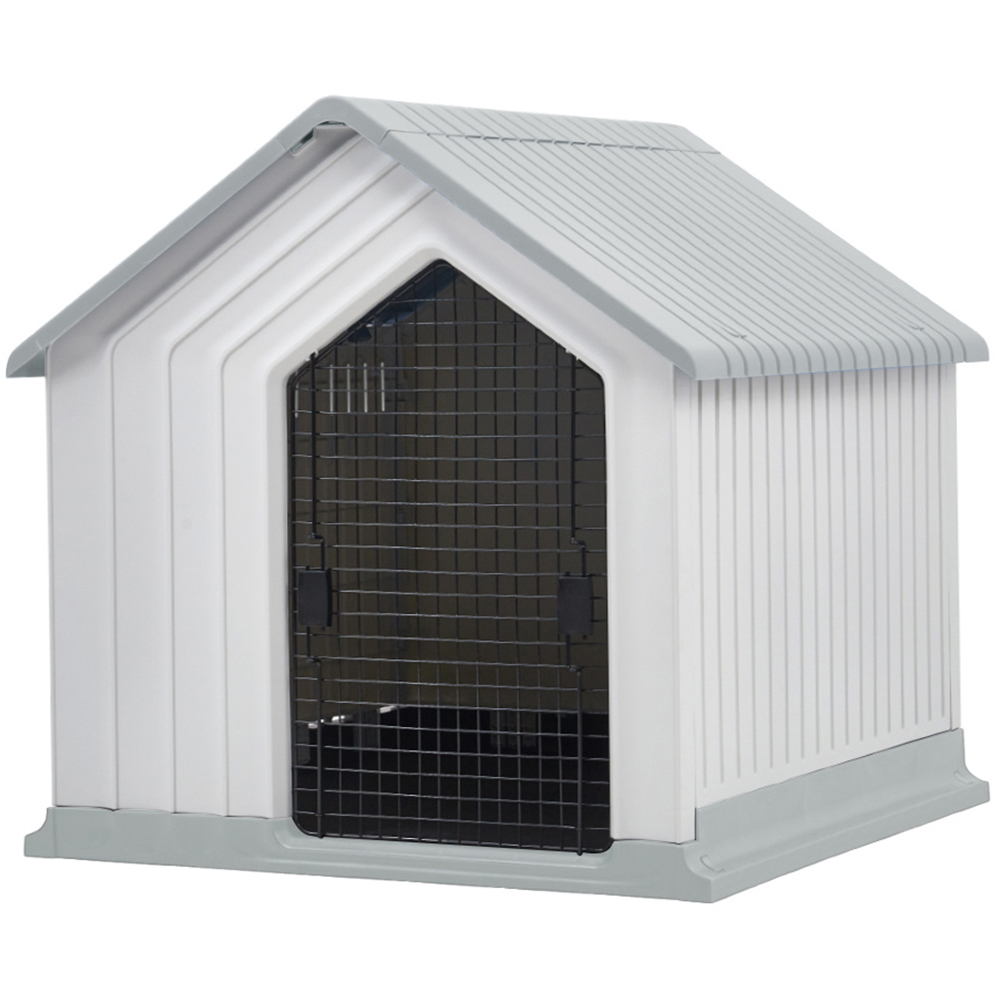 H&O Direct Grey Plastic Pet Cage with Wire Door 61 x 61cm Image 1