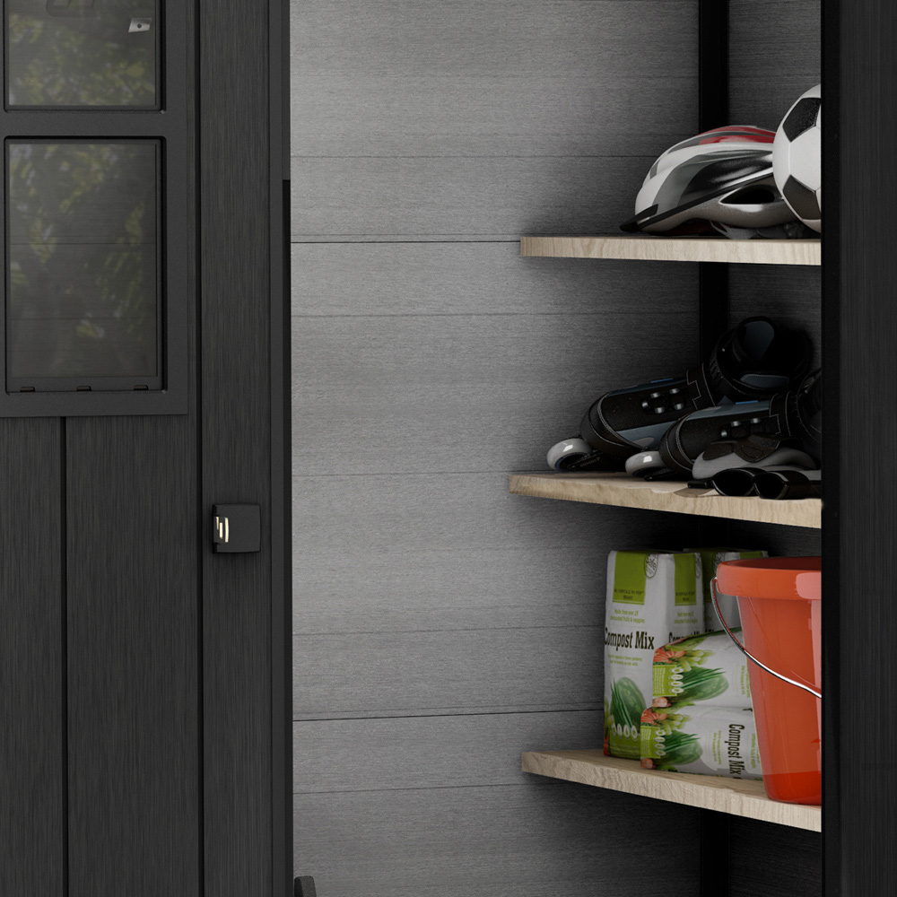 Keter Oakland 754 Double Door Grey Outdoor Storage Shed Image 4