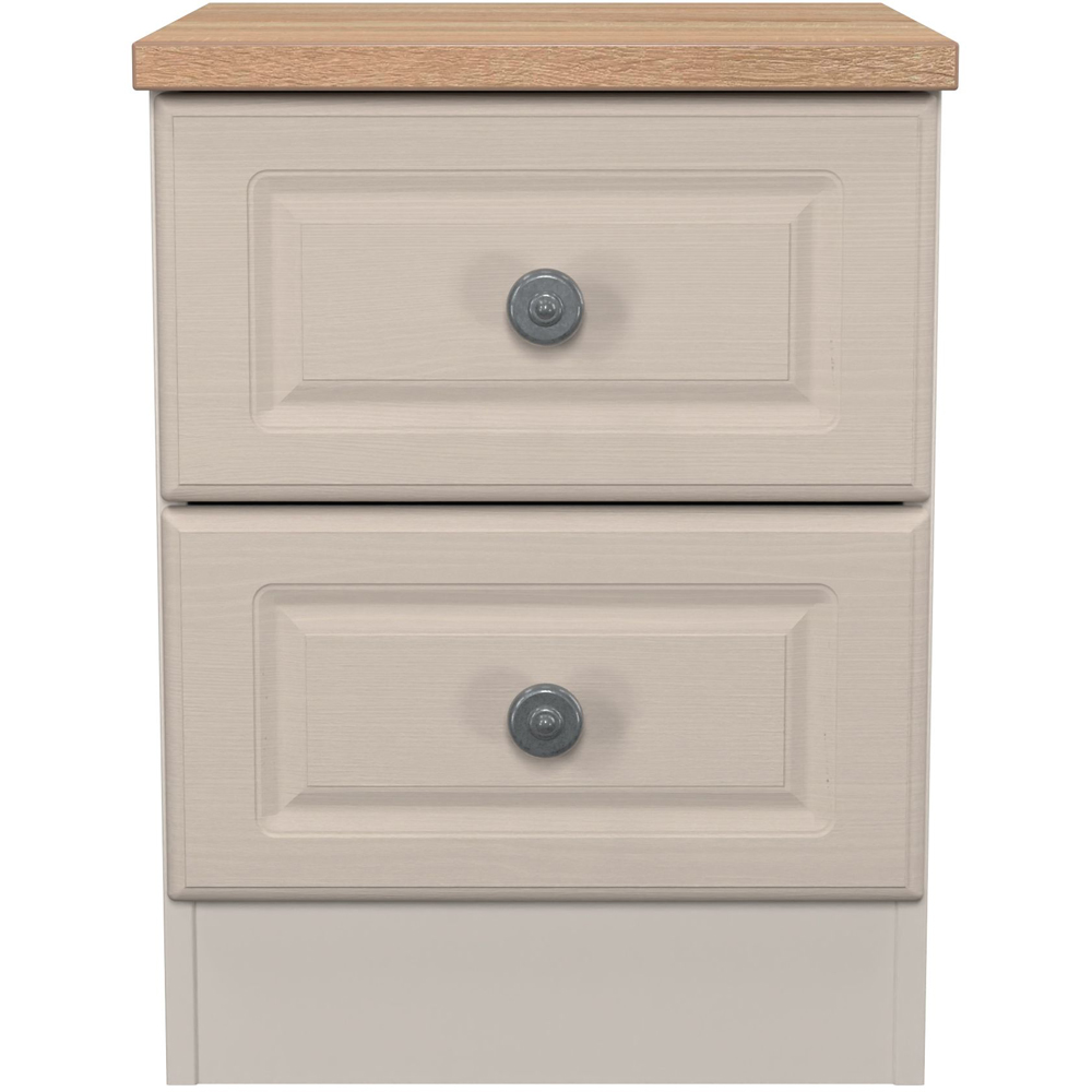 Crowndale Norfolk 2 Drawer Kashmir Ash and Bardolino Oak Compact Bedside Cabinet Ready Assembled Image 2