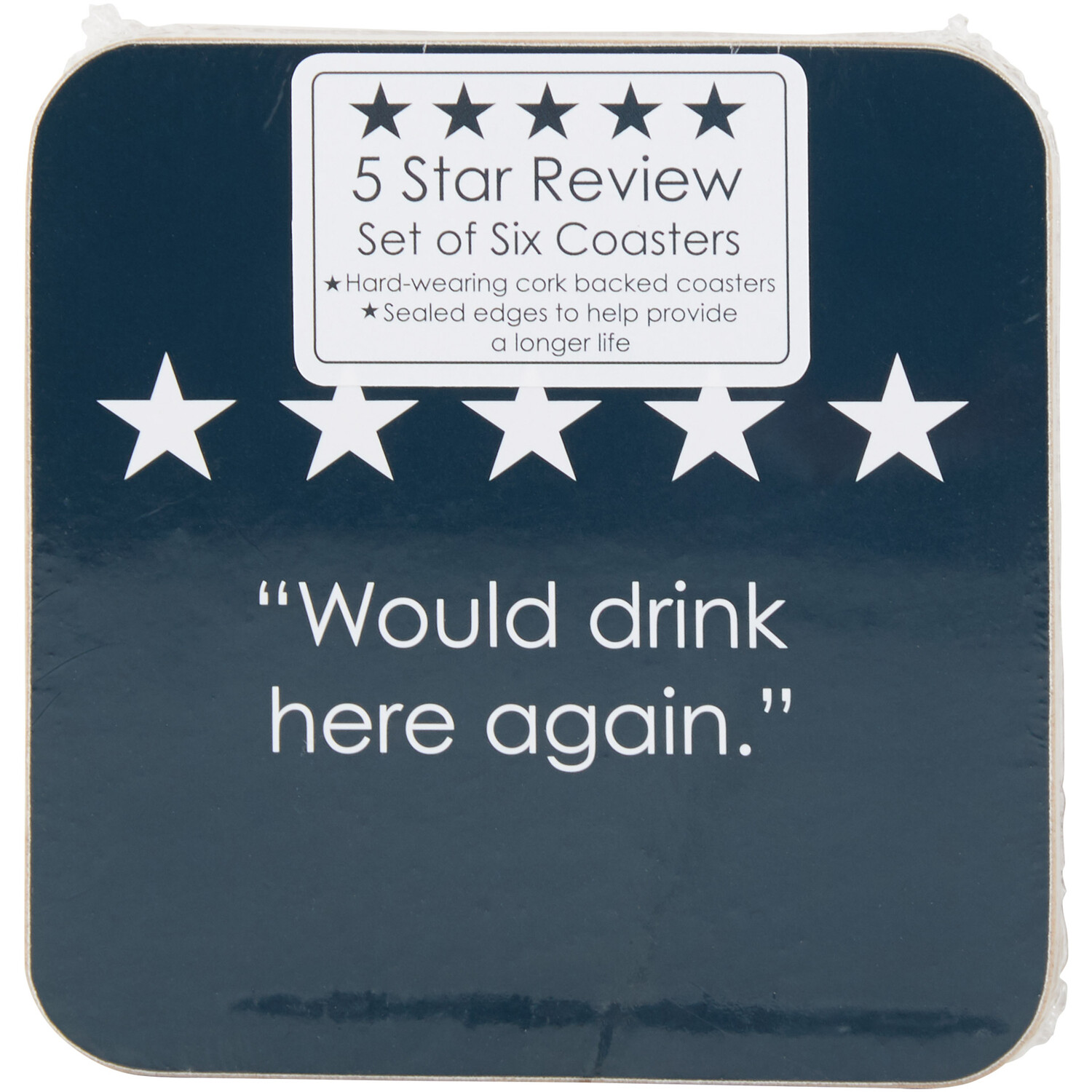 Pack of 6 5 Star Coasters - Navy Image 1