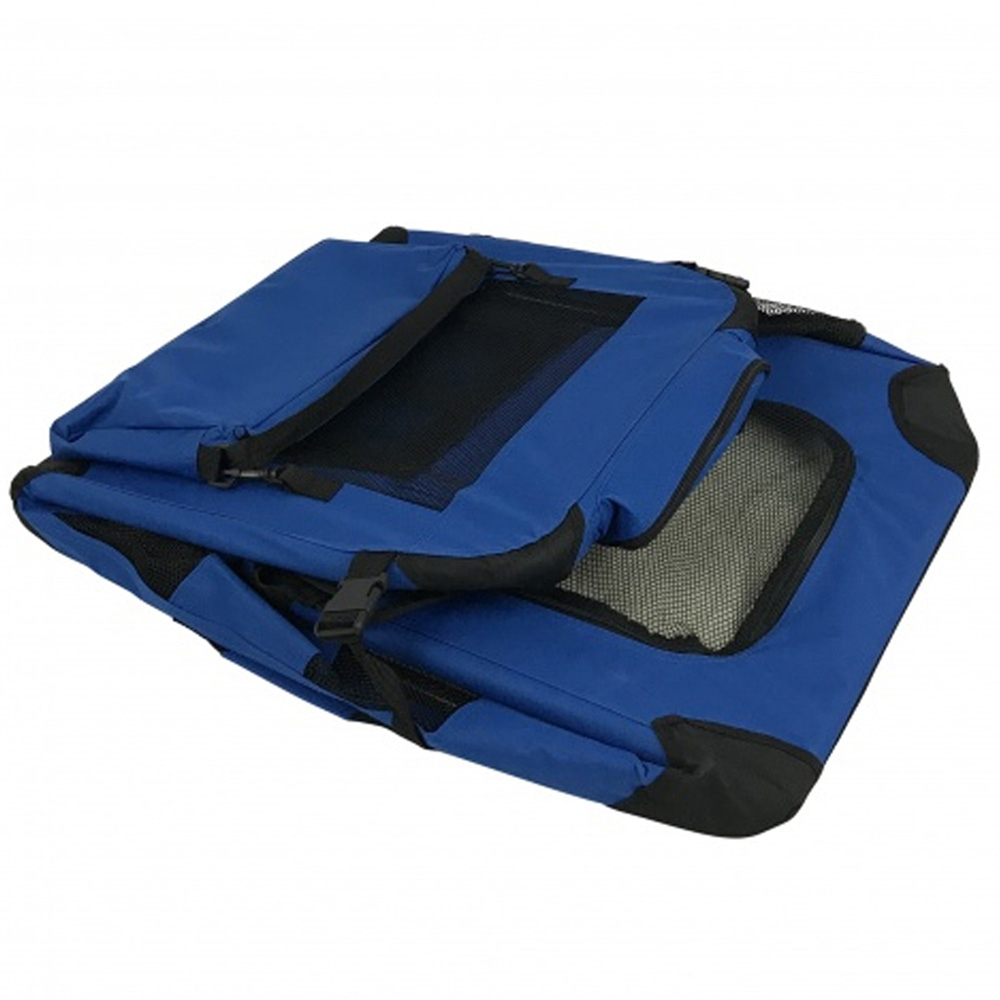 Folding Soft Crate Fabric Pet Carrier - Blue - Medium Image 5