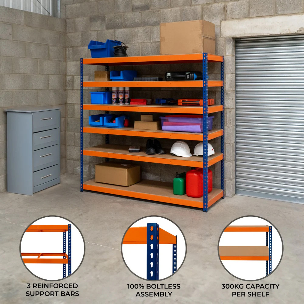 Monster Shop S Rax 6 Shelf Blue and Orange Shelving Unit Image 5
