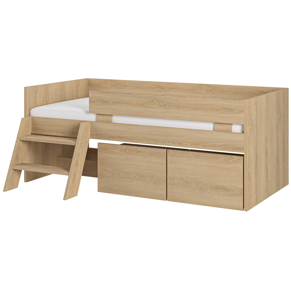 Flair Logan Oak Low Sleeper Bed with Storage and Moveable Ladder Image 2