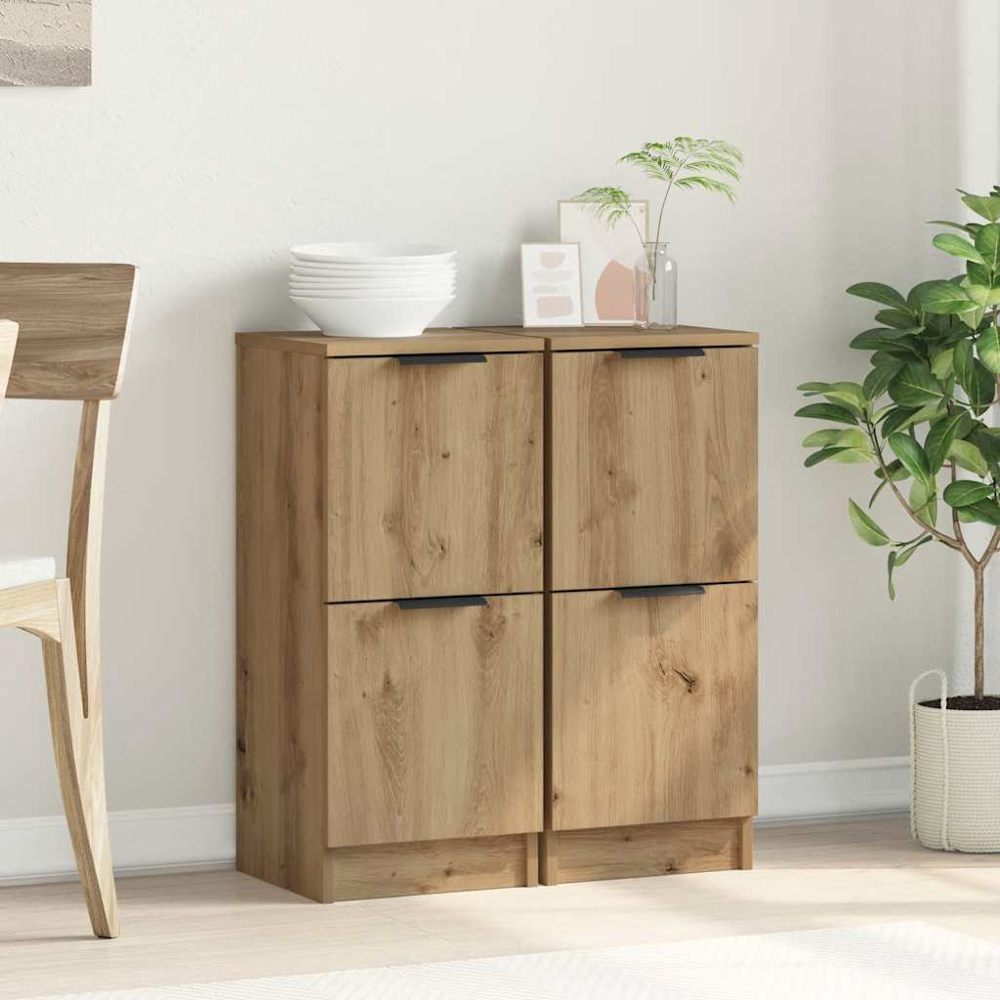 vidaXL 2 Door Artisan Oak Sideboard Set of 2 Image 9