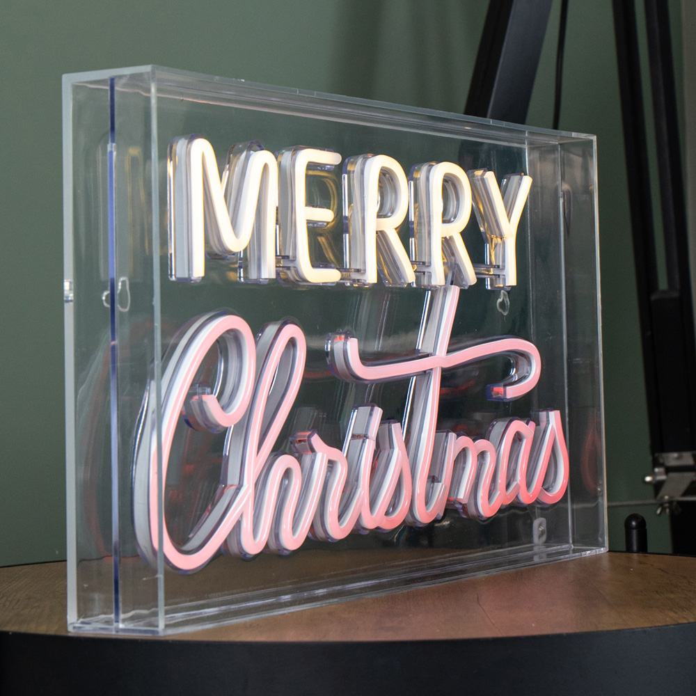 Samuel Alexander Warm White and Red LED Light Up Neon Merry Christmas Decoration Image 6