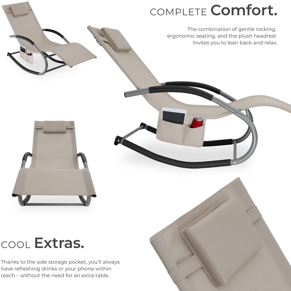 tectake Taya Beige Rocking Sun Lounger Image 4