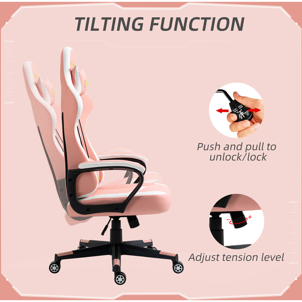 Portland Pink PVC Leather Swivel Gaming Chair Image 5