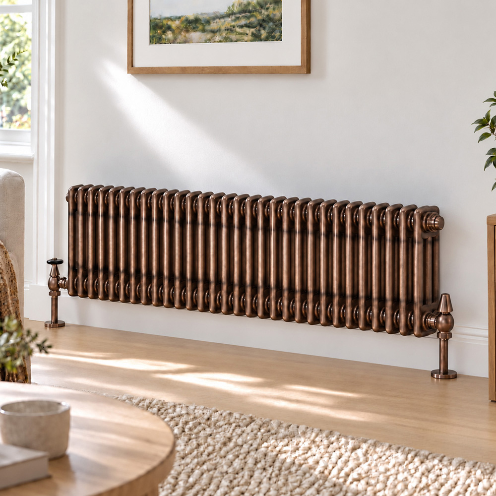 Go Bathrooms Clarence Antique Copper 3 Column 30 Section Radiator 400 x 1370mm Image 2