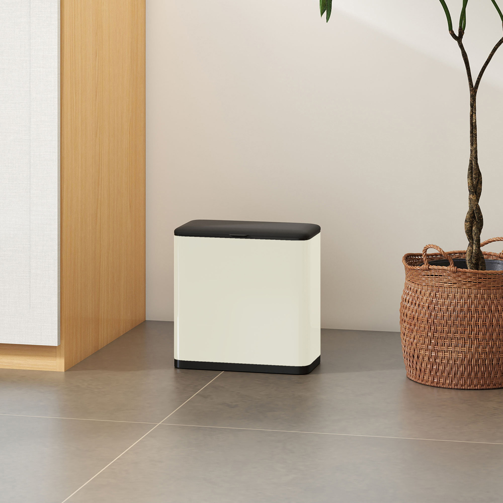 HOMCOM Cream Under Sink Hanging Kitchen Bin with Stay-Open Lid 8L Image 3