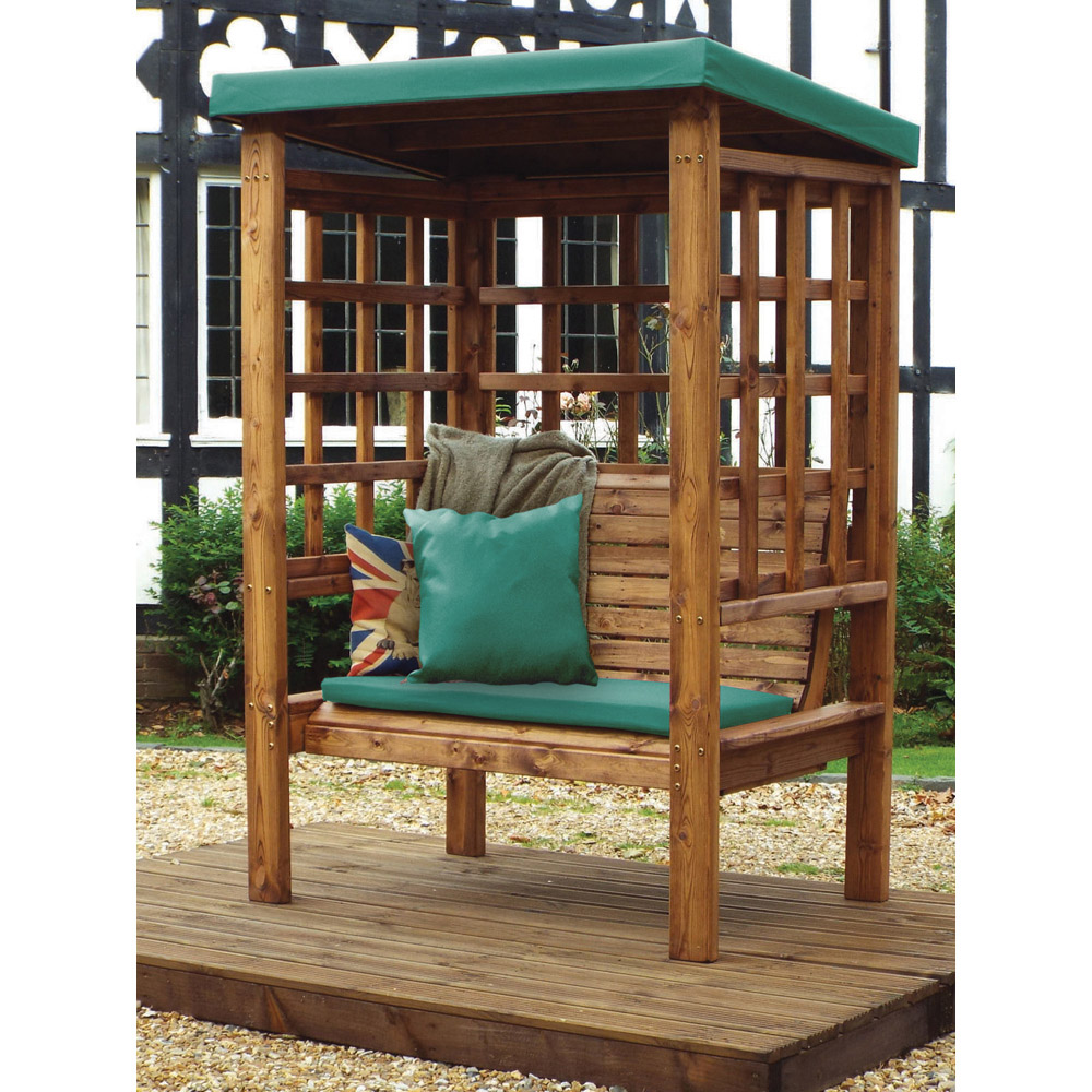 Charles Taylor Bramham 2 Seater Wooden Arbour with Green Canopy Image 2