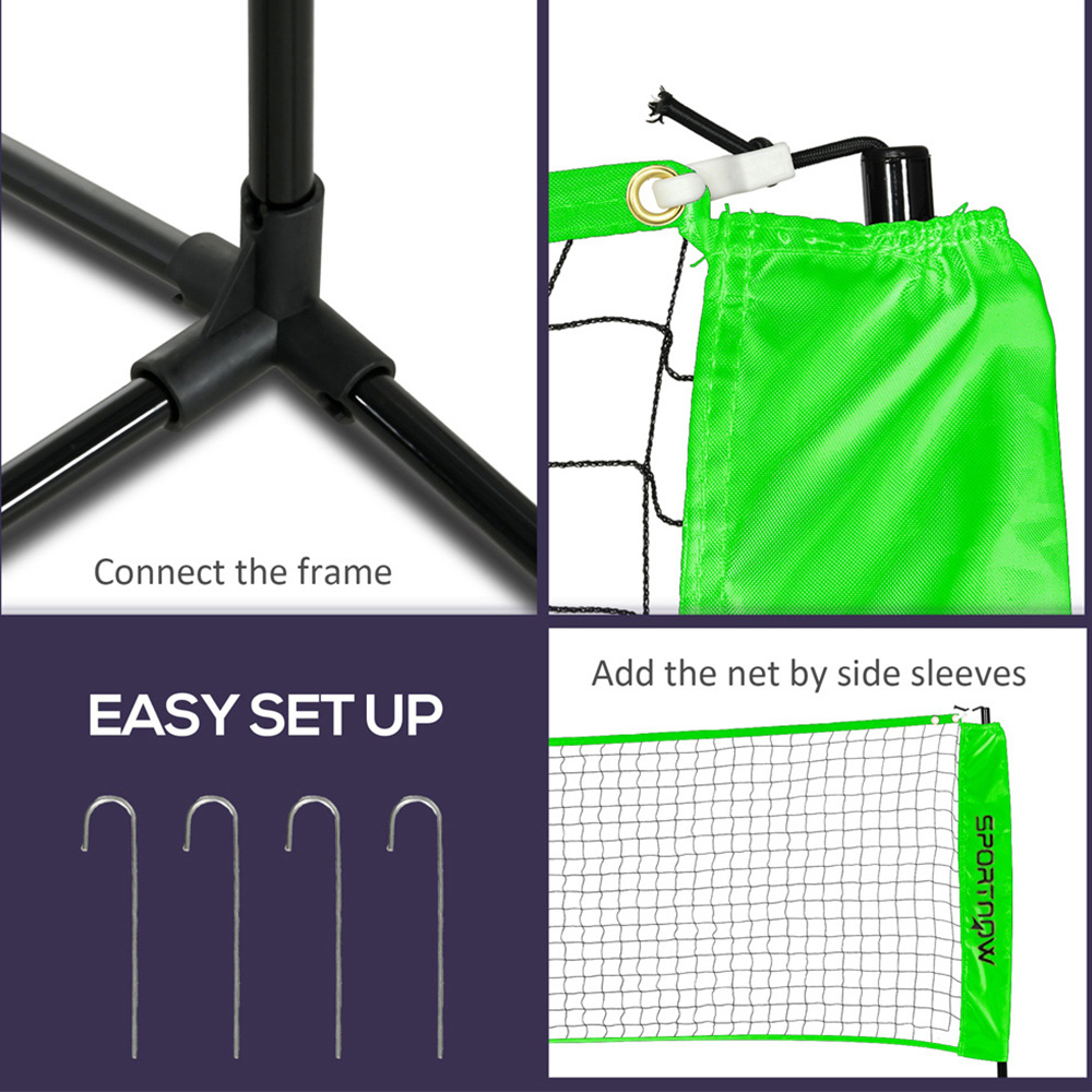 SPORTNOW Adjustable Height Badminton Net Set with Carry Bag 107-155cm Image 7