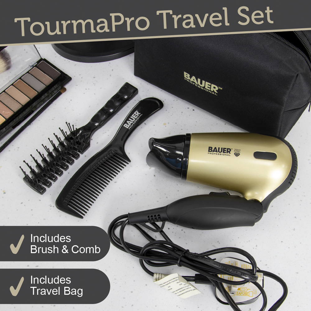 Bauer Professional Tourmaline Travel Hair Dryer Set Image 5