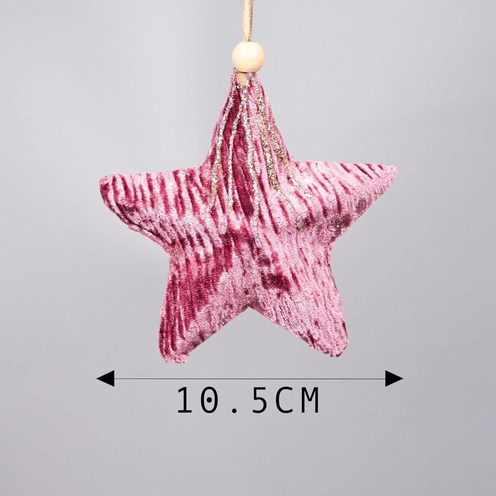 Shatchi Pink Burgundy Star Ornament 3 Pack Image 4
