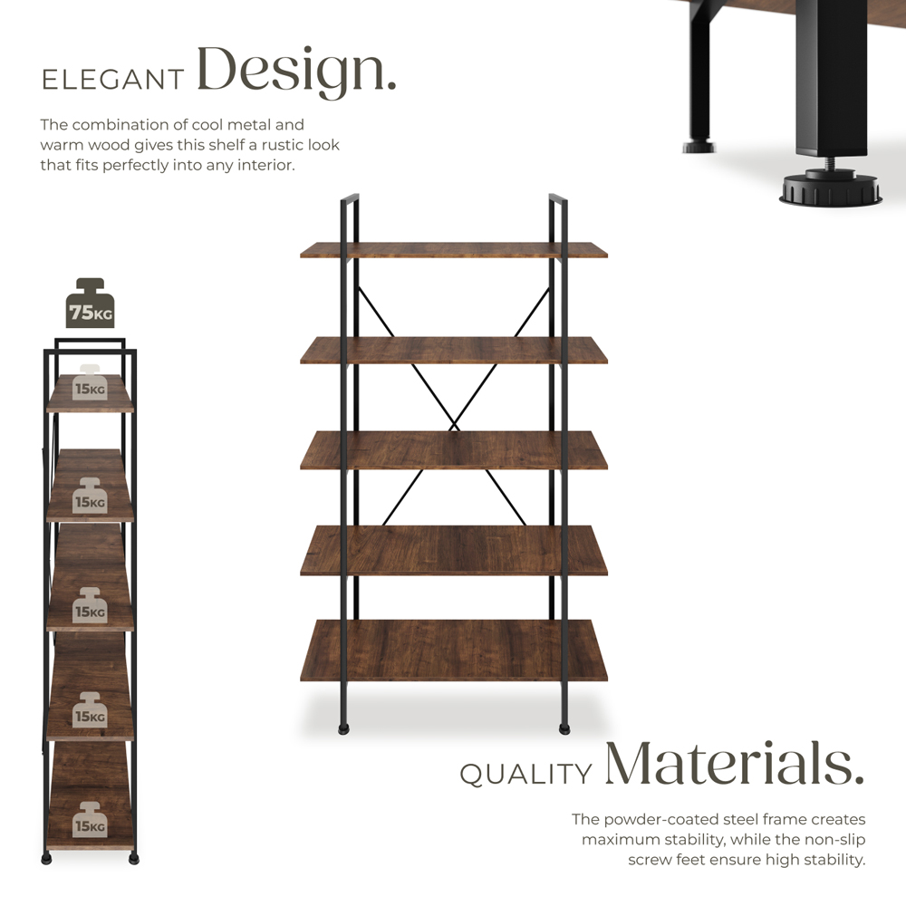 tectake Glasgow 5 Shelf Slim Ladder Shelving Unit Image 4