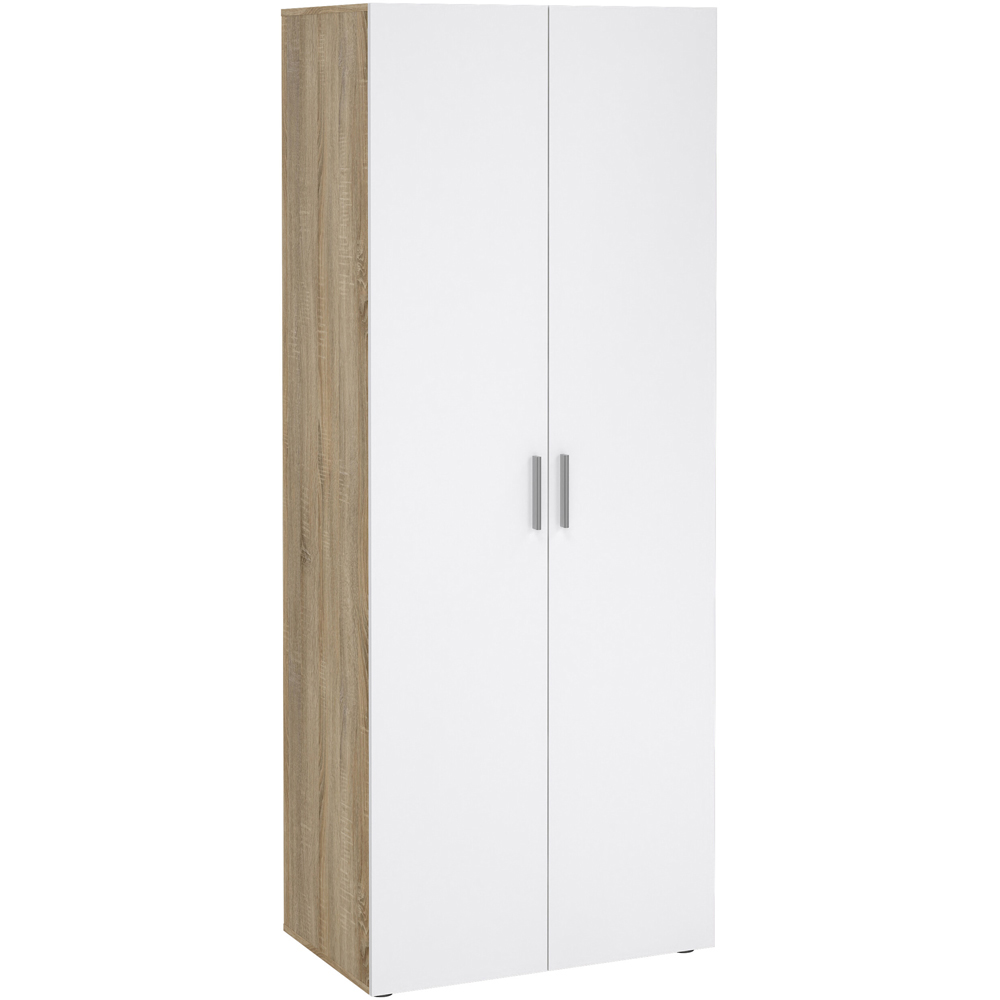 Florence 2 Door Oak and White High Gloss Wardrobe Image 2