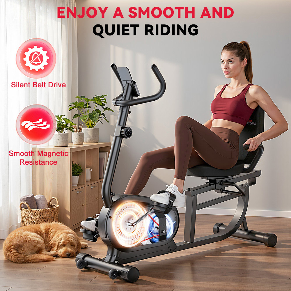 Rattrix X1 Black 16-Level Resistance Recumbent Exercise Bike Image 5