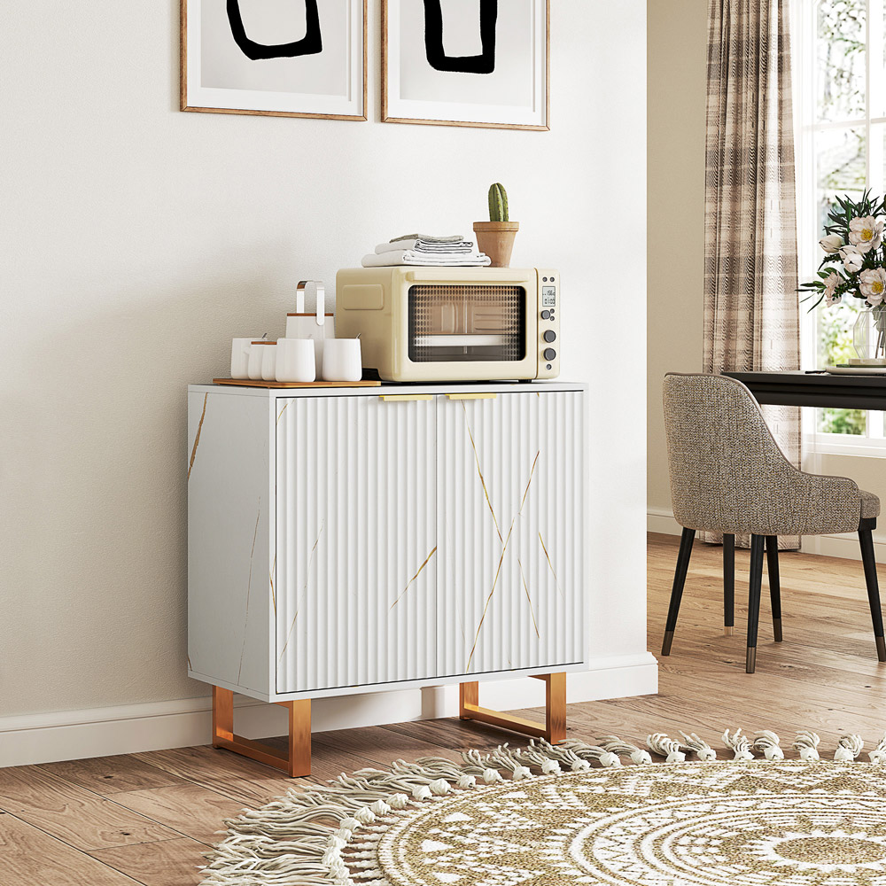 HOMCOM 2 Door Sideboard Storage Cabinet with Adjustable Shelf Image 4