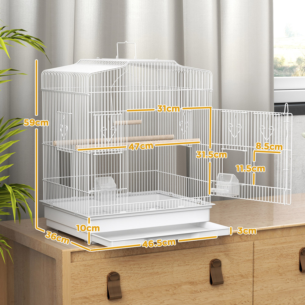 PawHut White Large Bird Cage 59 x 36 x 47cm Image 9