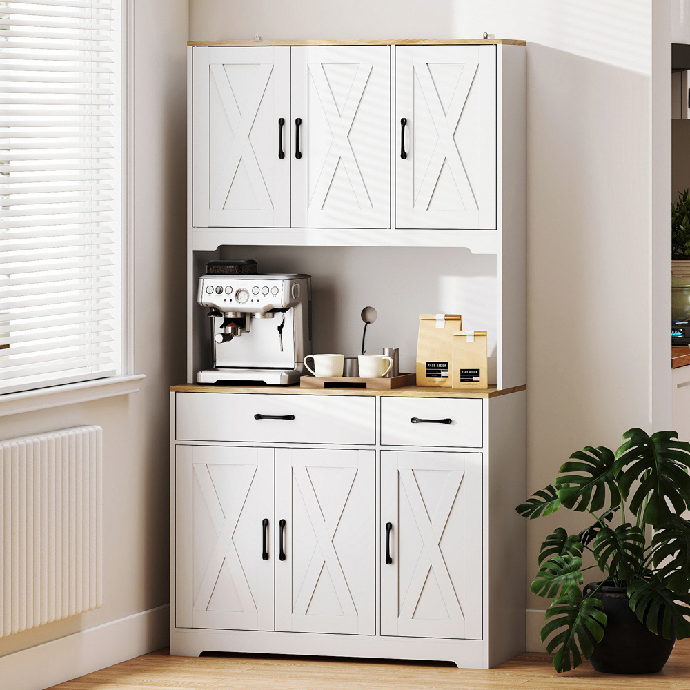 Portland 6 Door 2 Drawer Single Shelf White Tall Kitchen Cupboard Image 8