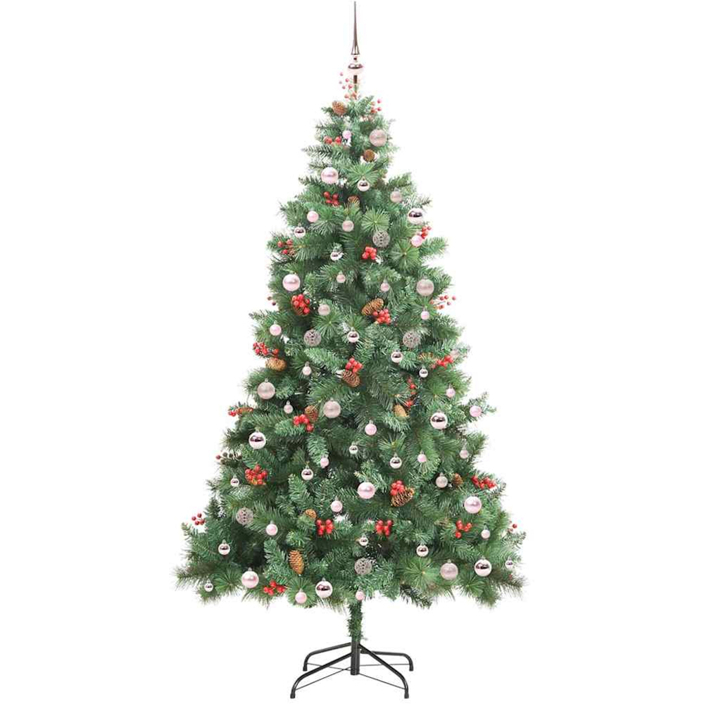 vidaXL 300 LED Pre-Lit Pink Baubles Green Artificial Christmas Tree 8ft Image 4