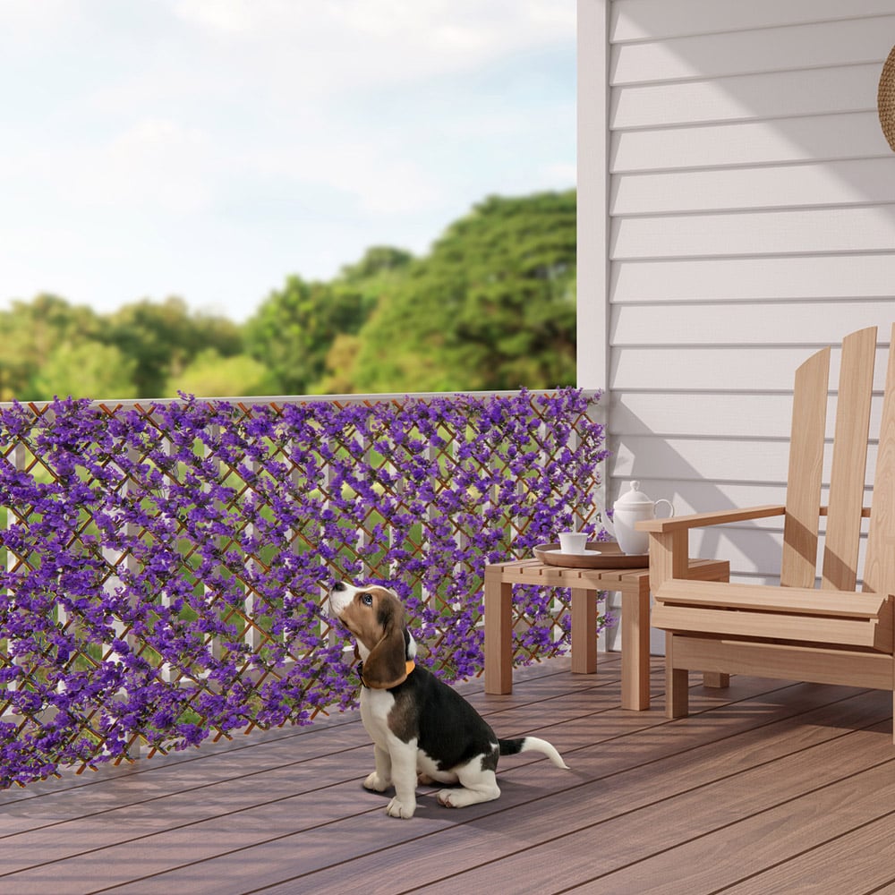 Costway Purple 2.9 x 5.9ft Decorative Fence Panel with Real Willow Frame Image 4