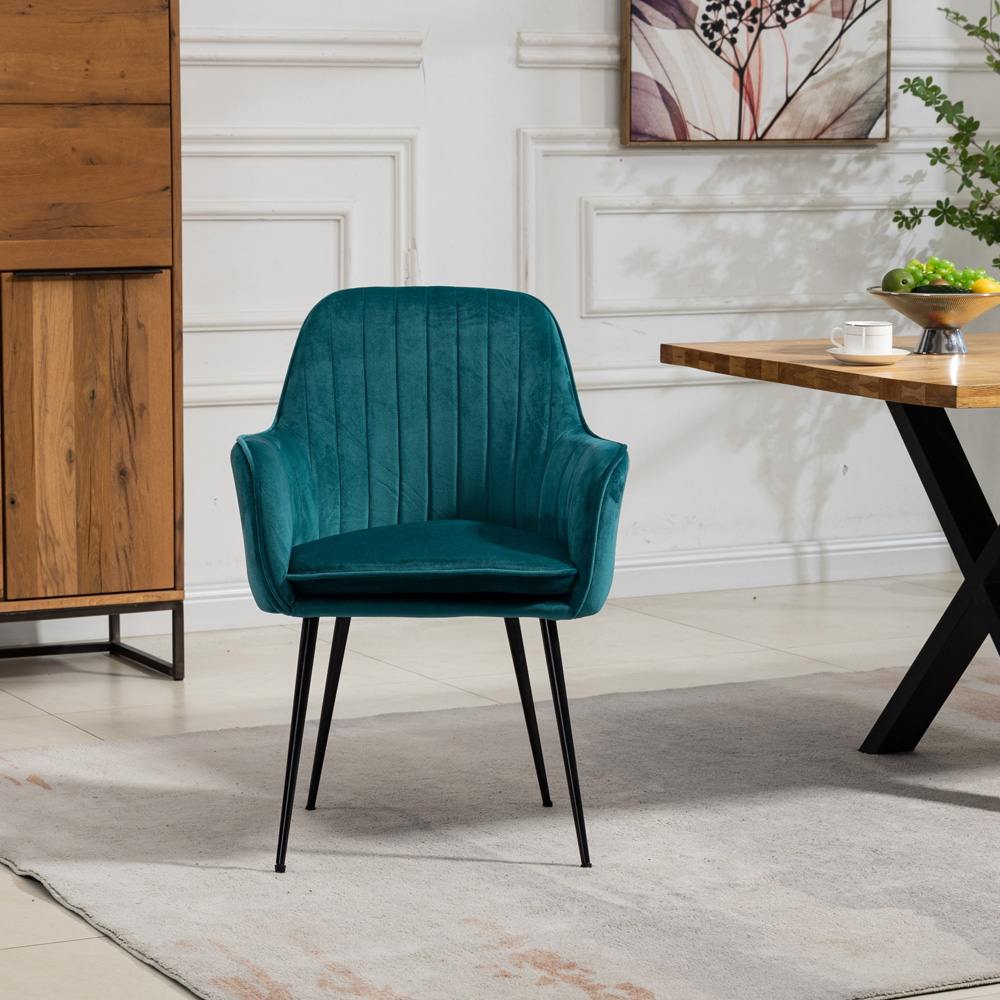 Artemis Home Carrara Set of 2 Teal Velvet Dining Chair Image 2