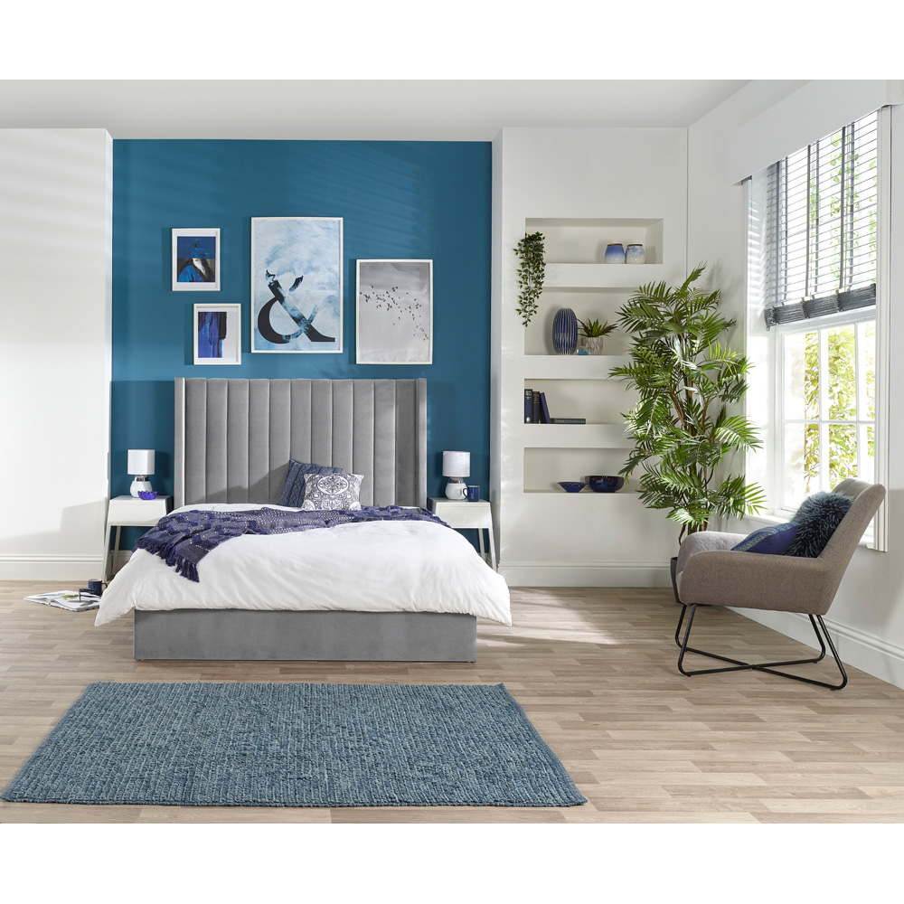Aspire Helix King Size Grey Velvet Ottoman Bed Image 3