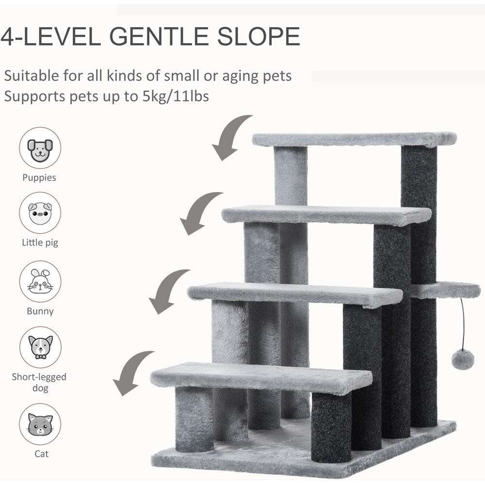 PawHut 4 Step Pet Stairs Scratching Post Image 4