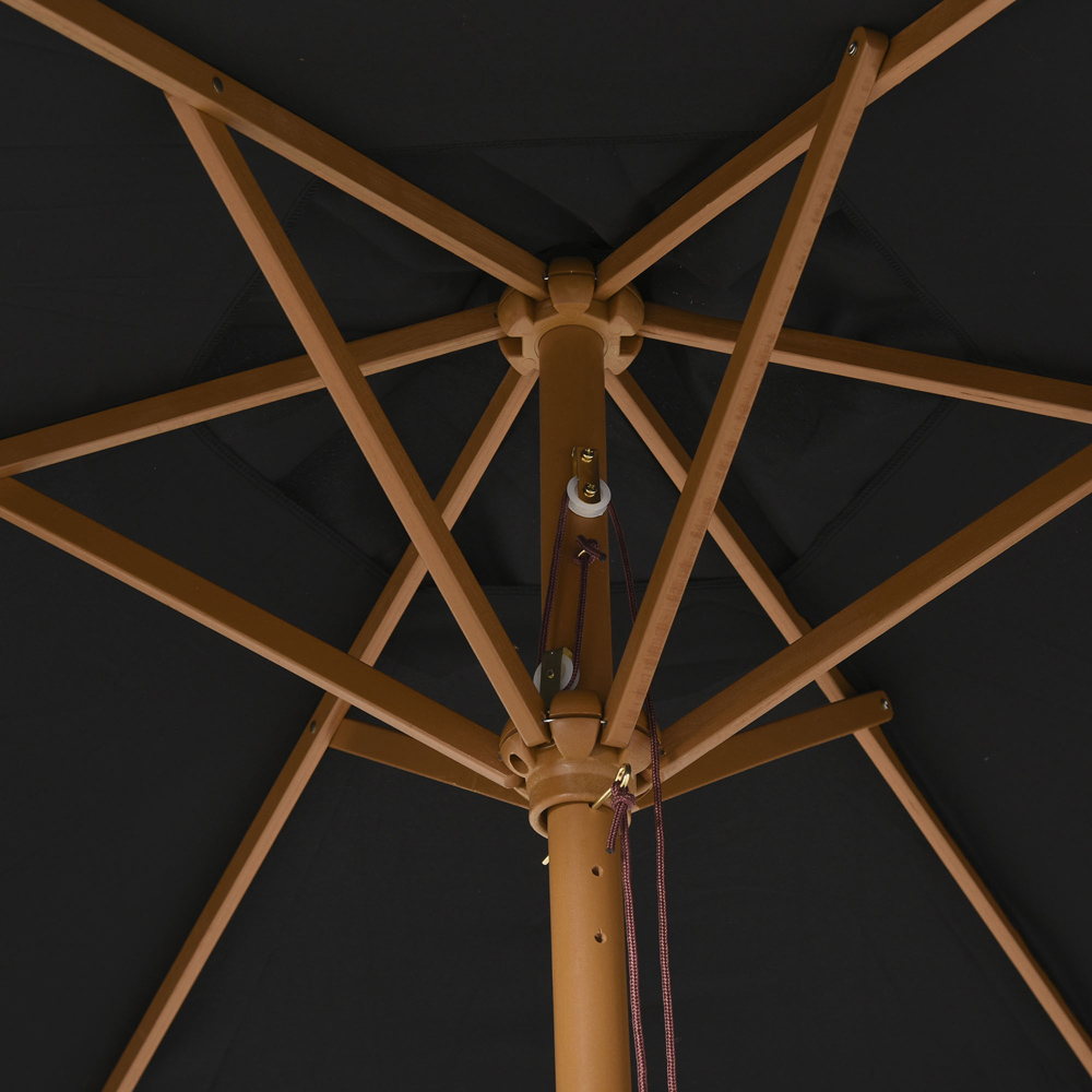 Outsunny Black Wooden Garden Parasol 2.5m Image 3