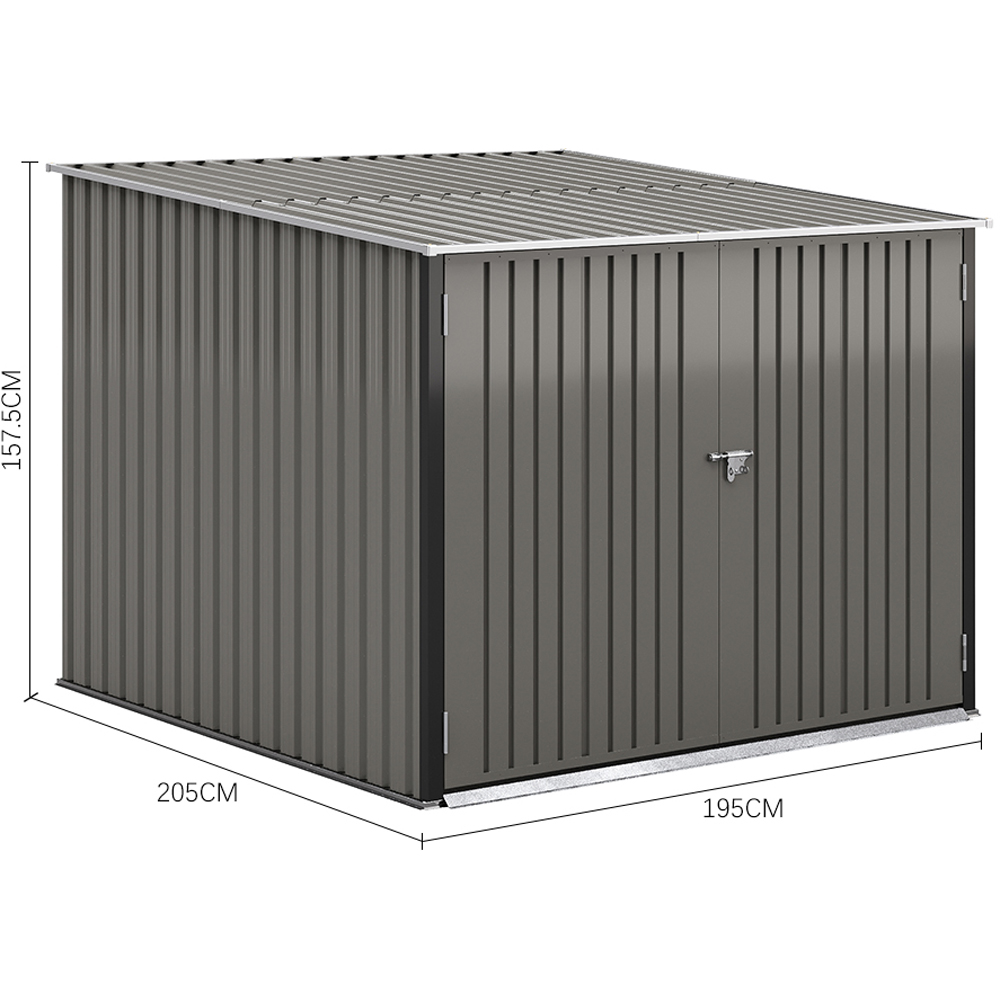 Living and Home 6.7 x 6.4ft Grey Lockable Bike Metal Storage Shed Image 9