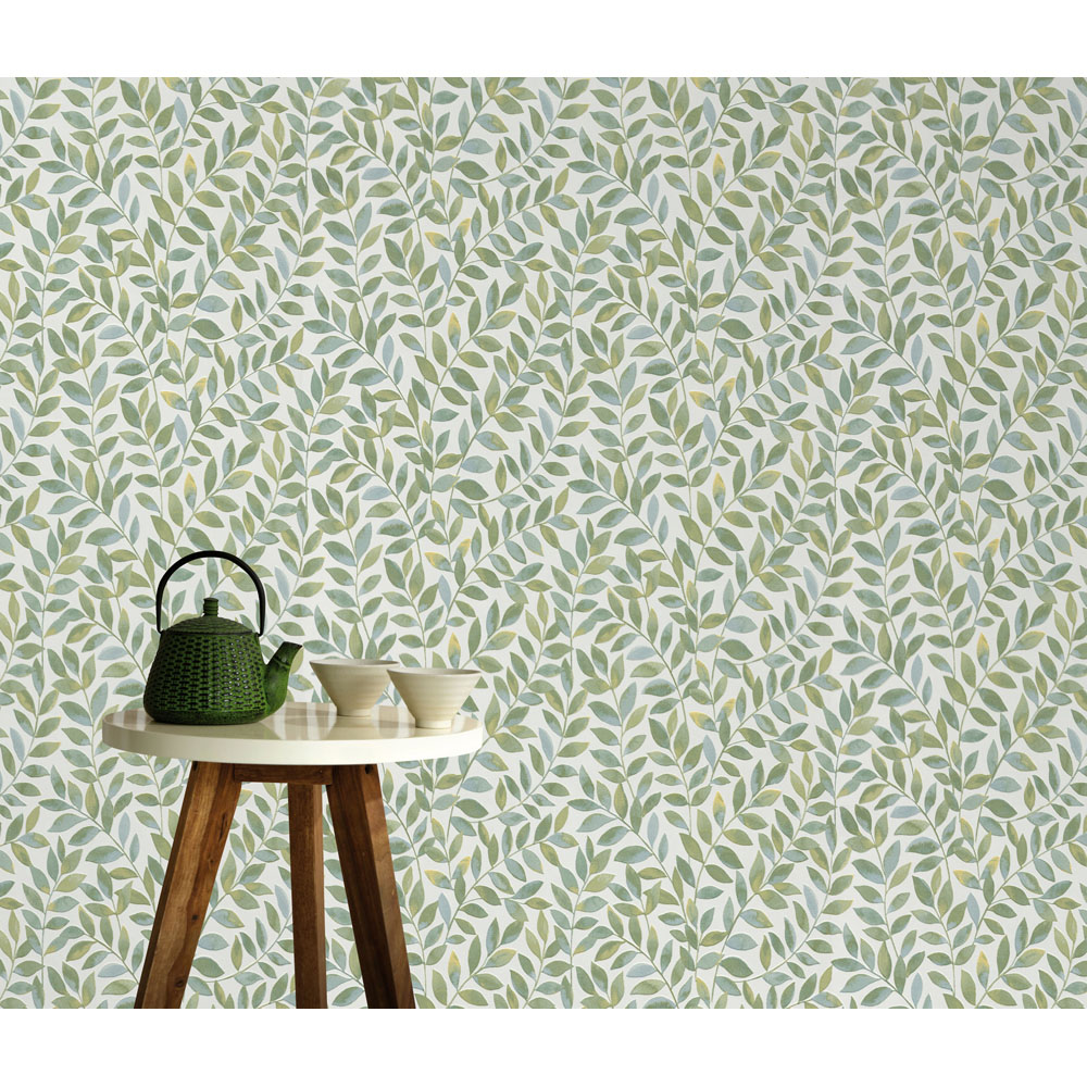 Erismann Ameroso Morris Style Leaf Green Wallpaper Image 6