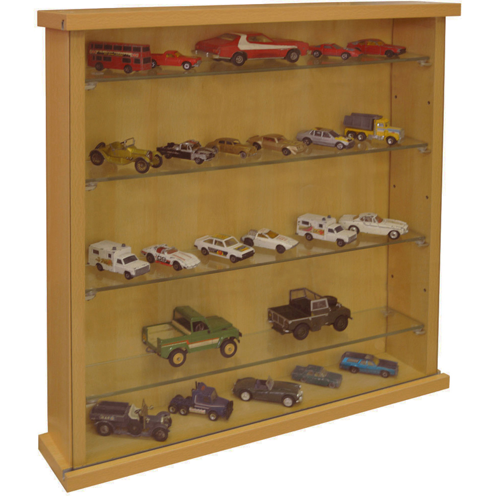 Watsons Collectors 4 Shelf Beech Glass Wall Display Cabinet Image 5
