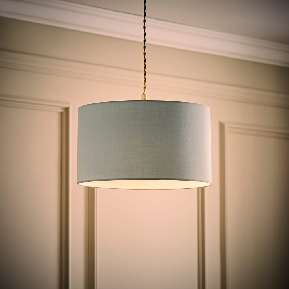 ValueLights Reni Duck Egg Blue Fabric Medium Drum Ceiling Lamp Shade Image 6