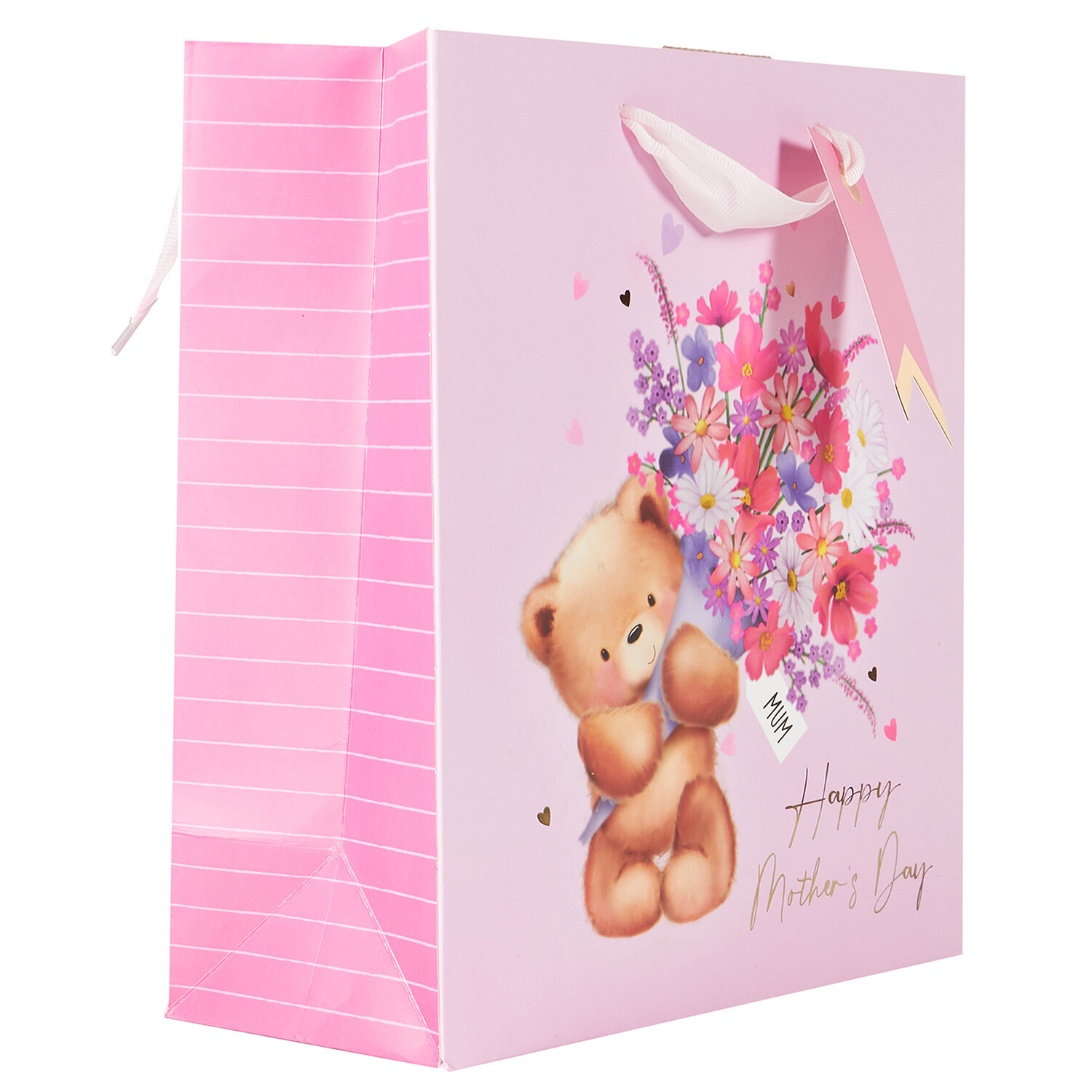 Mothers Day Cute Bear Medium Gift Bag - Pink Image 4