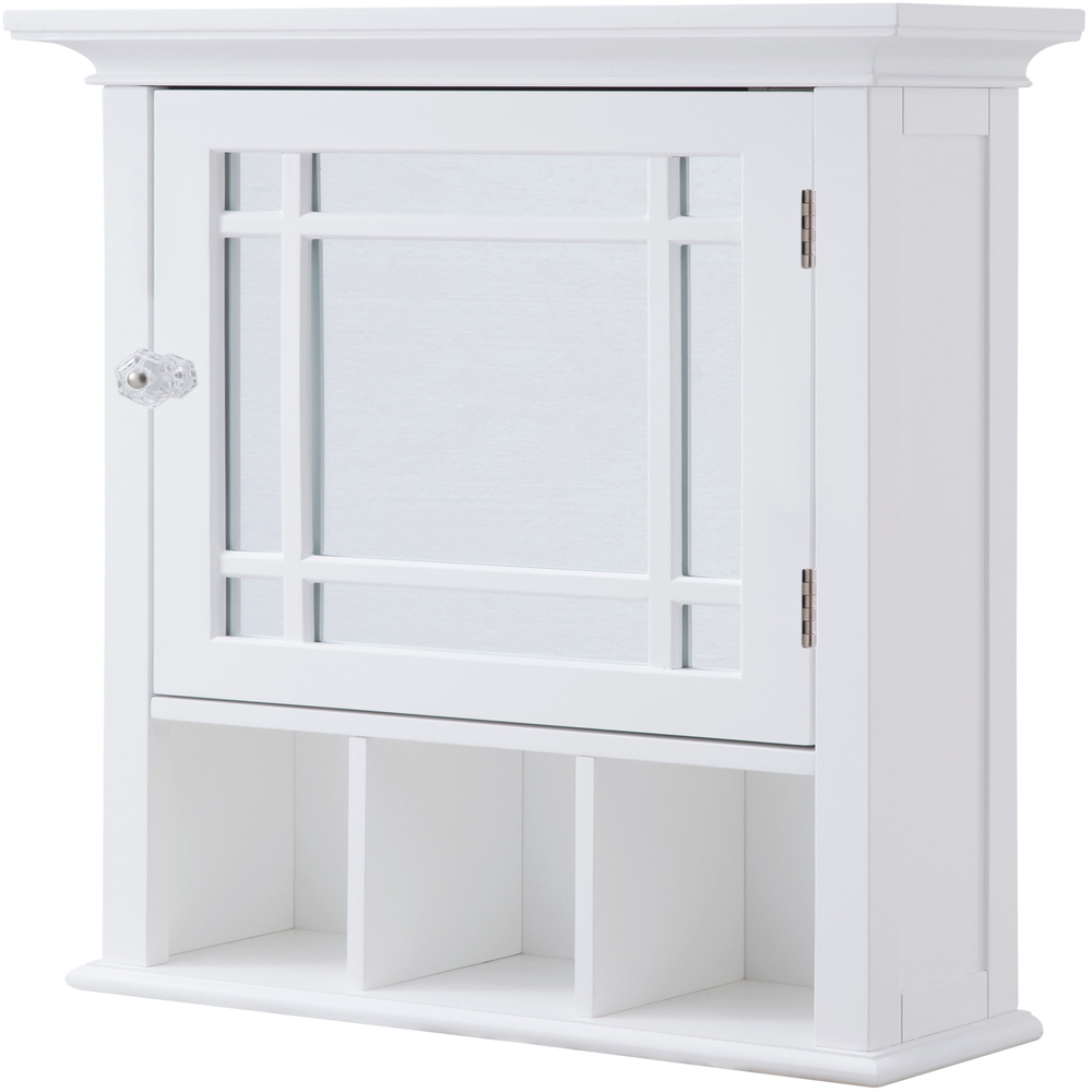 Teamson Home Neal Single Door 3 Shelf White Wooden Removable Mirrored Medicine Cabinet Image 4