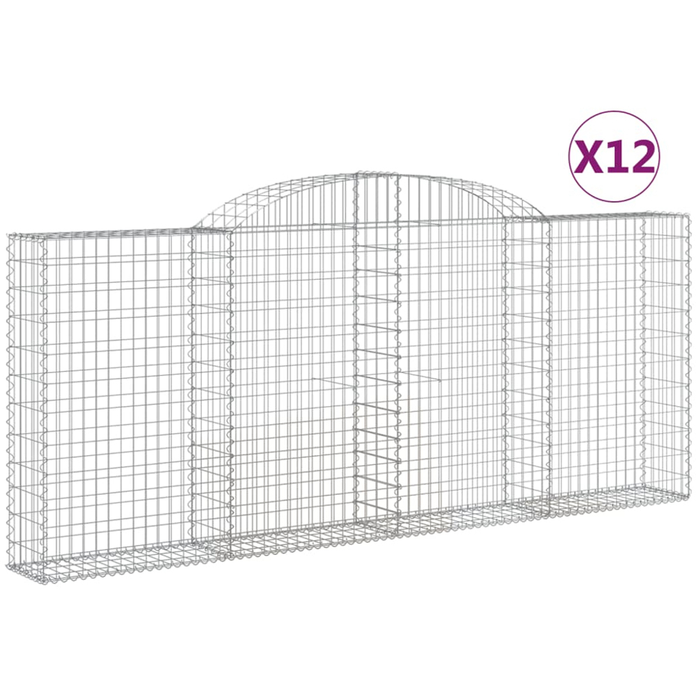 vidaXL Silver Galvanised Iron Arched Gabion Basket 300 x 30 x 120/140cm 12 Pack Image 4