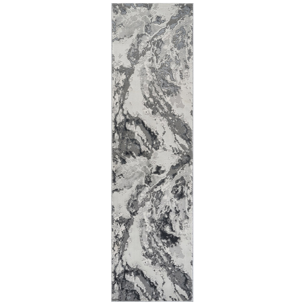 Desire Rugs Picasso Silver Waterflow Abstract Rug 60 x 220cm | Wilko