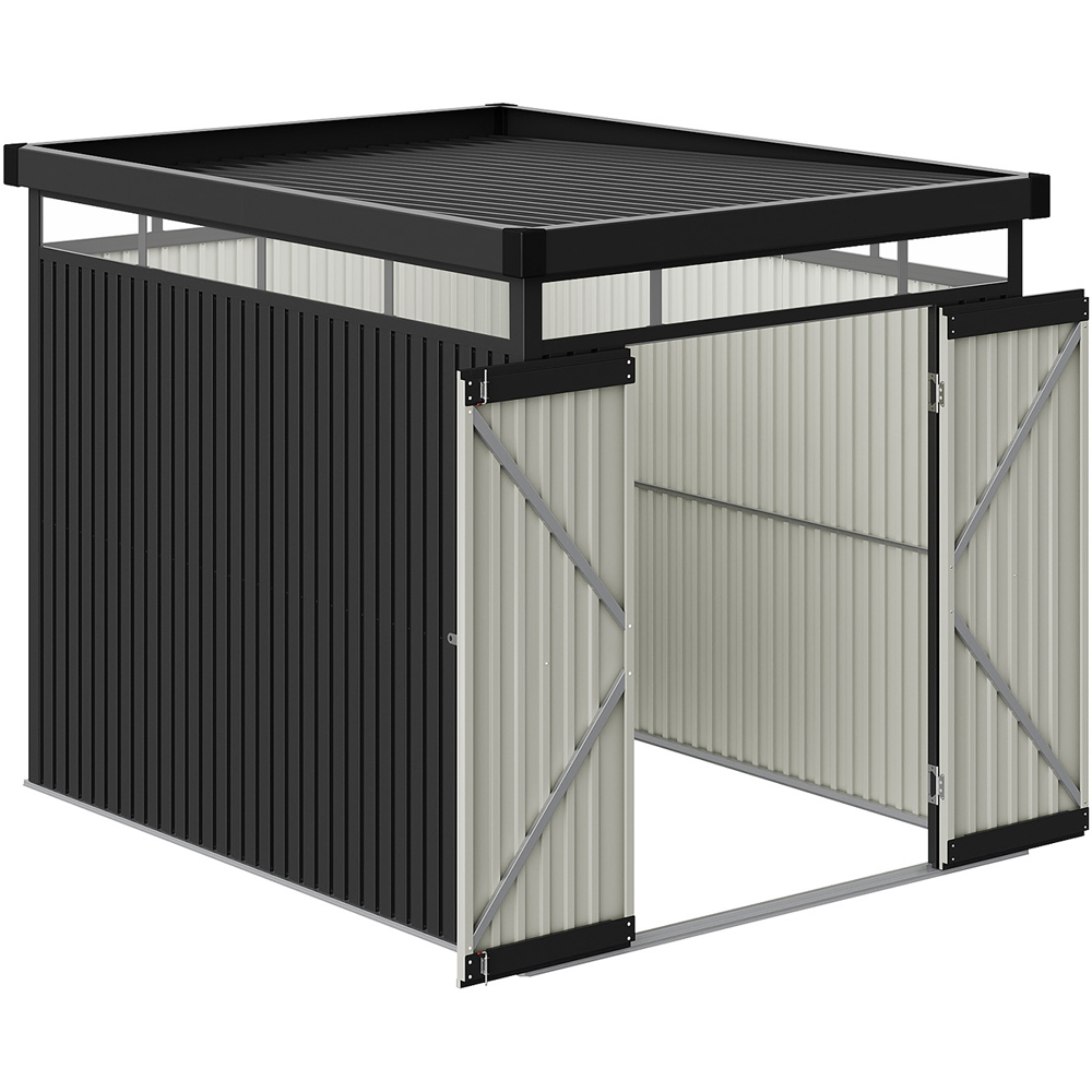 Living and Home 6 x 8ft Anthracite Metal Pent Garden Storage Shed Image 3