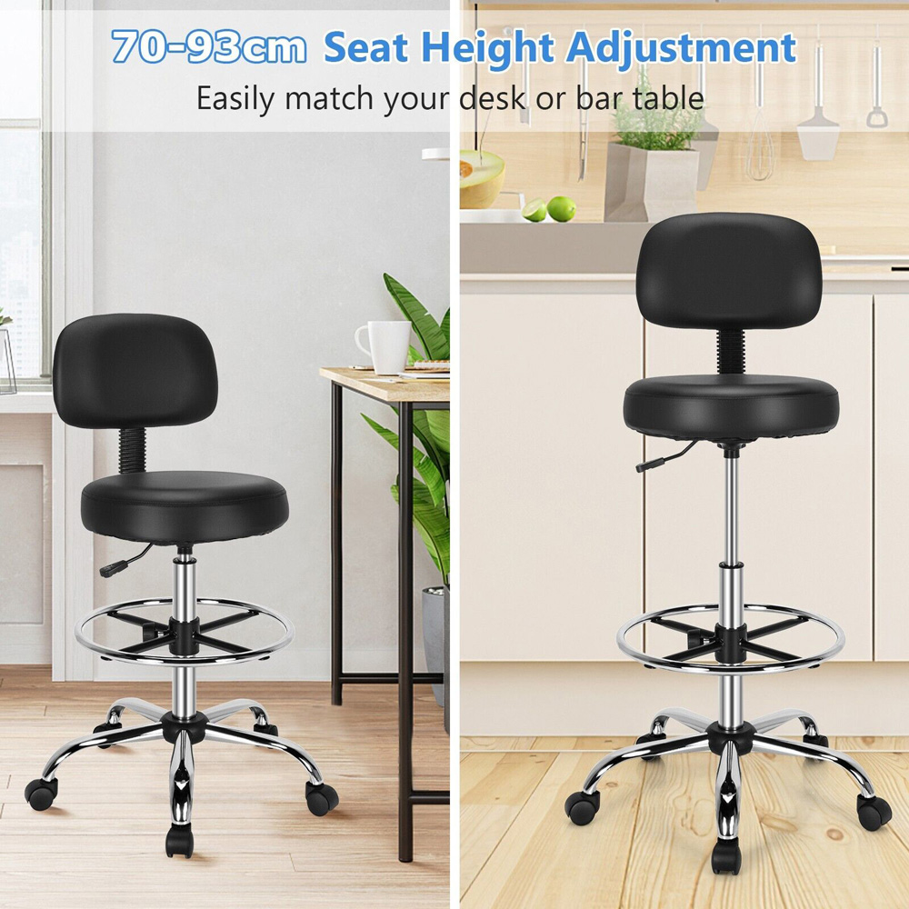 Costway Ergonomic Drafting Chair with Backrest and Adjustable Footrest Image 5