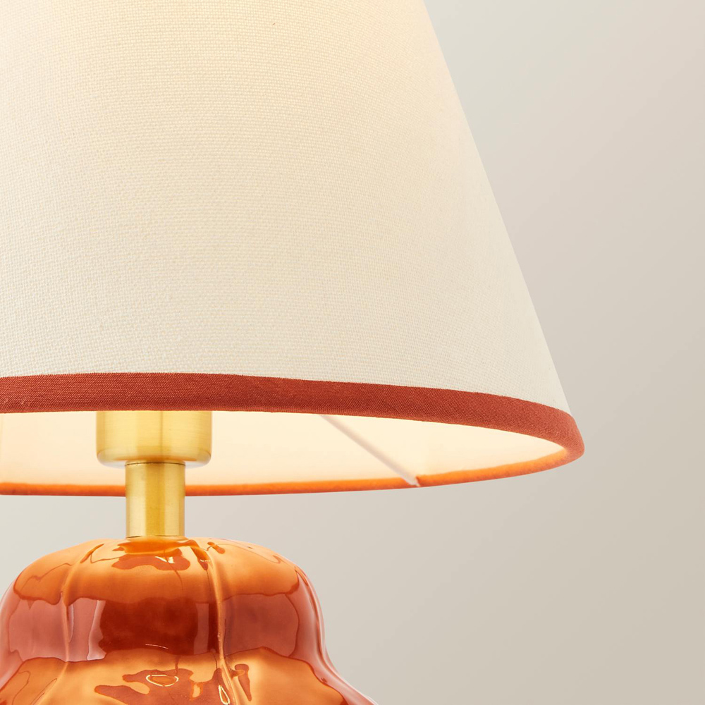 ValueLights Gourdette Tapered Trim Shade Burnt Orange Glazed Table Lamp with Bulb Image 3